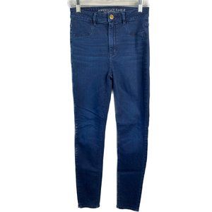 American Eagle Womens Mid Rise Dark Wash Blue Skinny Jeggings Size 4